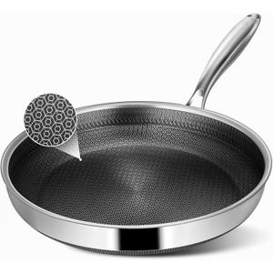 Non Stick Frying Pans, 12-inch Hybrid Frying Pans Nonstick Stainless Steel Skillets, Dishwasher & Oven-Safe, Stay-Cool Handle, PFOA Free Cookware, Compatible with All Cooktops