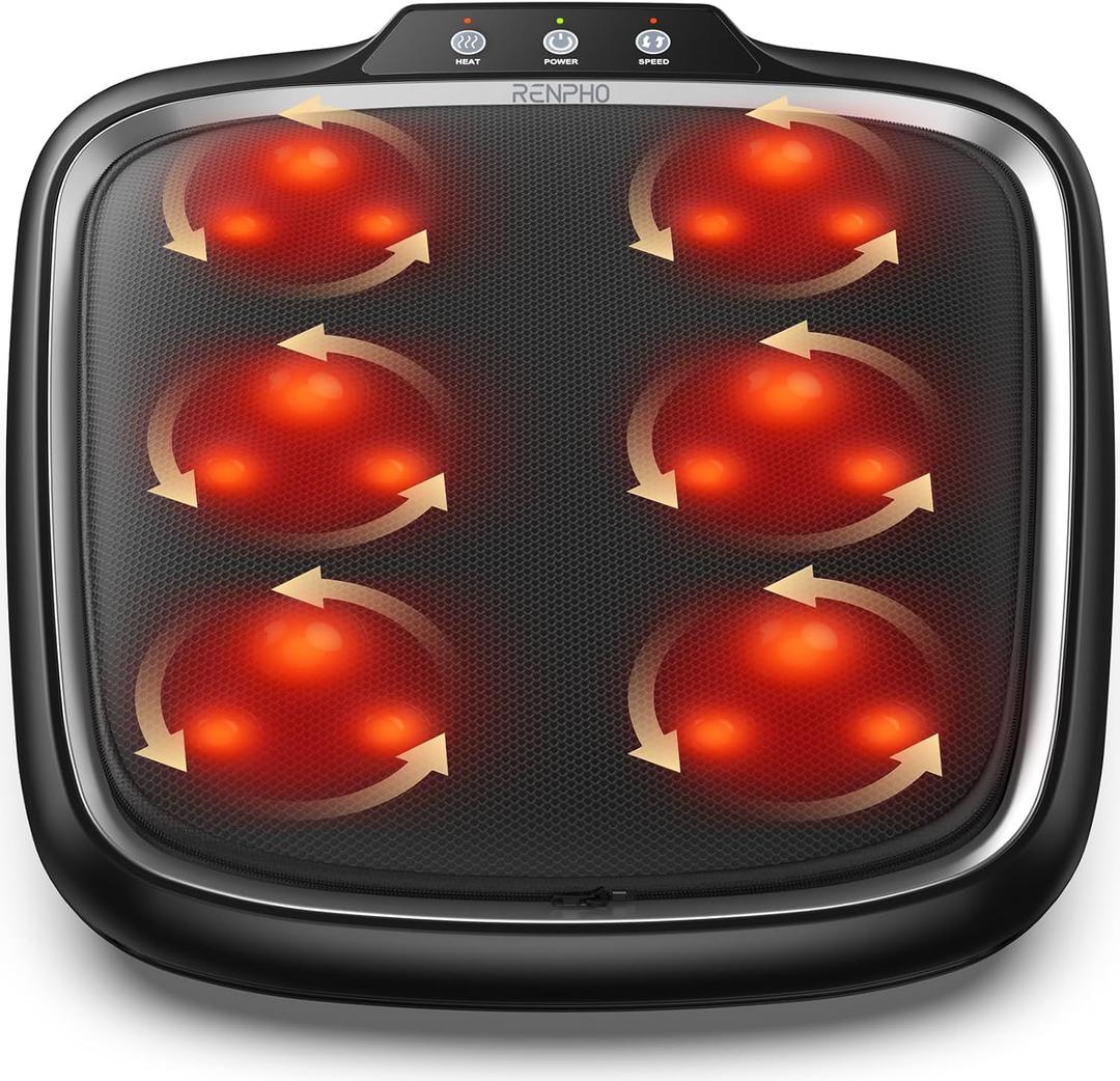 RENPHO Shiatsu Foot Massager with Heat, FSA & HSA Eligible, Heated Foot Massager for Muscle Relaxation, Deep Kneading Massage for Feet, Calves, and Legs, Fits up to Size 14 Feet (Black)