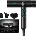 VGR 401 Negative Ionic Hair Dryer, Professional BLDC Motor Blow Dryer for Fast Drying, LED Display Low Noise Thermo and RPM-Control Hairdryer, Travel with Magnetic 1 Diffuser & 2 Nozzle, Black