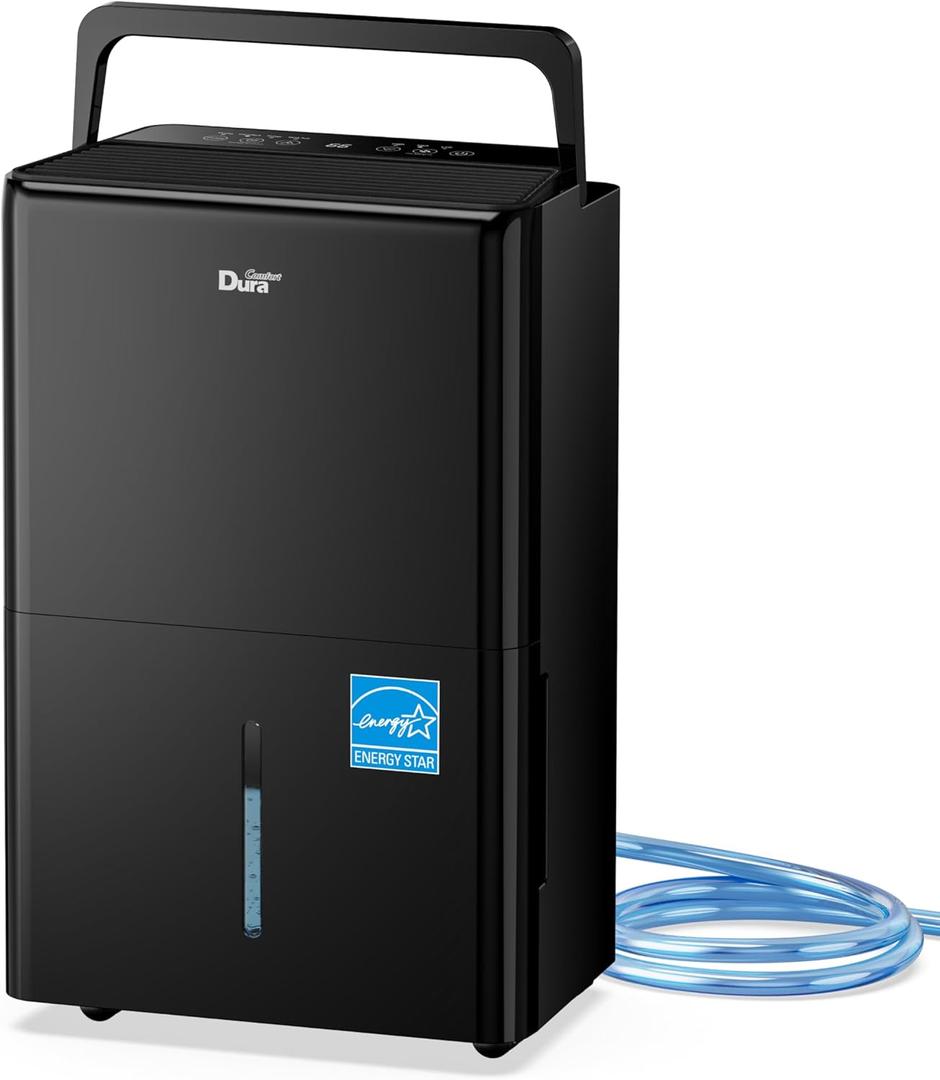DuraComfort 50 Pint Dehumidifier, Built-in Pump, 4500 Sq Ft Coverage, Energy Star, Black