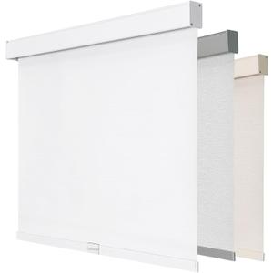 Joydeco 100% Blackout Roller Shades Cordless Blinds for Windows, Free-Stop Shades, UV Protection, Natural Woven Blinds for Home and Office, Light-Proof Aluminum Cover (White, Custom Size)