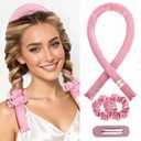 Yanibest Heatless Hair Curler to Sleep in, Overnight curl headband, No Heat Hair Curler Set with Hair Clip Scrunchies for Styling (Purple pink)