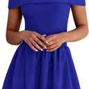 PRETTYGARDEN Women Summer Sexy Off Shoulder Bubble Dress 2025 Cocktail Party Mini Dresses with Pockets (Medium, Blue)