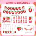 Strawberry 1st Birthday Decorations for Girls, Berry First Birthday Party Supplies, Sweet One Birthdays Party Decorations Including High Chair Banner Cake Topper Strawberry Theme Backdrop Tablecloth