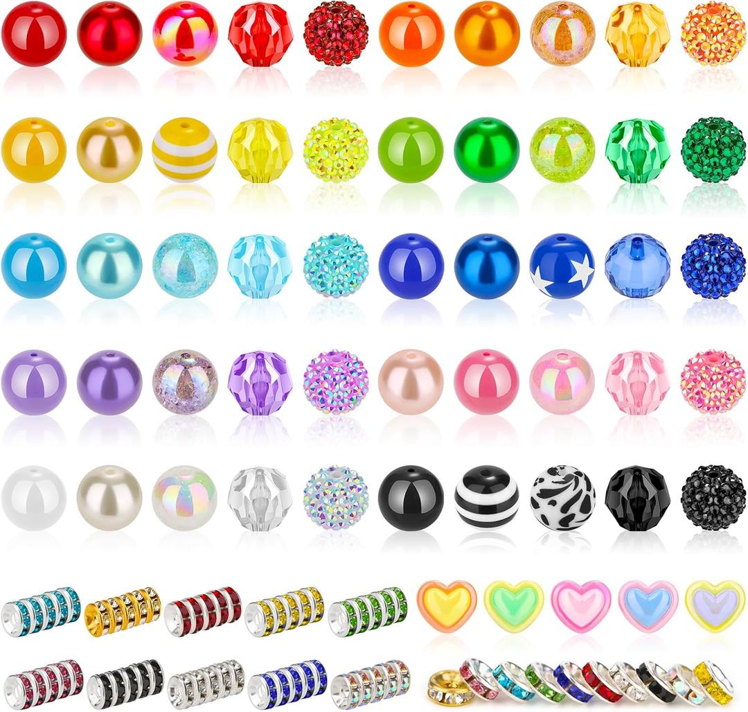 55 Pcs 20mm Multi-colored Acrylic/Resin Bubblegum Beads for Pens, Bracelets, Necklaces & Earrings