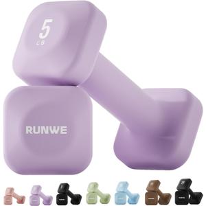 SafeGrip Square Dumbbells Weight, Non-Slip Grip & Anti-Roll Design, Heavy Duty Free Weights for Home Gym, Strength Training, Weight Lifting, HIIT Workouts - Thick Ergonomic Handle for Men & Women (2-20lbs) (Purple - 5lb - Pair)