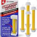 Fly Stick Sticky Fly Traps for Indoors Outdoor 4pk. Non-Toxic Super Sticky Hanging Flies Catcher Paper Tape Strips for Home. Catches All Bugs and gnats. Indoor Outdoor House Flying Insect Trap.