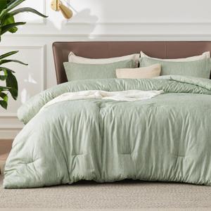 Bedsure Queen Comforter Set - Celadon Green Soft Bedding for All Seasons, Cationic Dyed Bed Set, 3 Pieces, 1 Queen Size Comforter (90"x90") and 2 Pillow Shams (20"x26"+2")