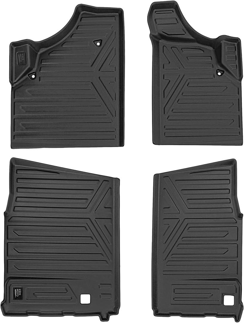 KEMIMOTO Floor Mats 4pcs Compatible with 2016-2026 Can-Am Defender MAX HD 7/8/9/10 Anti-Slip All-Weather Protection TPE Rubber Floor Liners for Front and Rear Seats(Without Corner Cut)