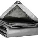 8'x16' Ft Heavy Duty Tarp, 12 Mil Thick, Waterproof, Tear & Fade Resistant, High Durability, UV Treated,  (Silver/Black - Reversible)