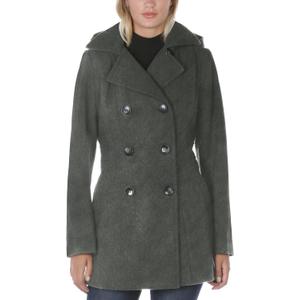 Nautica Women's Peacoat Wool Blend Double Breasted Winter Coat (Large, Charcoal)