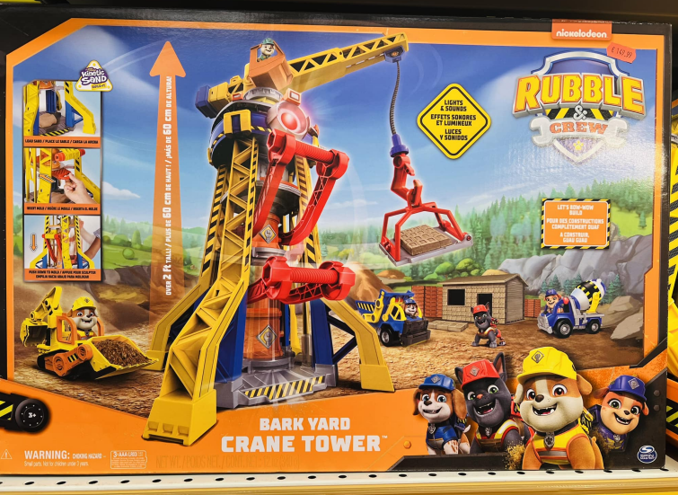 Nickelodeon Paw Patrol Rubble Bark Yard Crane Tower with Rubble, Bulldozer, Sand
