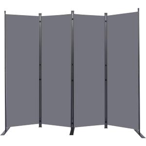 Room Divider 6FT Portable Room Dividers and Folding Privacy Screens, 88'' W Fabric Divider for Room Separation, 4 Panel Partition Room Dividers Freestanding Wall Divider Screen for Dorm Studio Office (Grey)