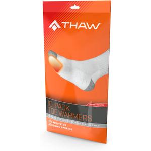 THAW Air-Activated Disposable Toe Warmers, Unique Design Reacts with Air Creating a Safe and Long Lasting Toe Warmer, Disposable Pack of 10, Orange