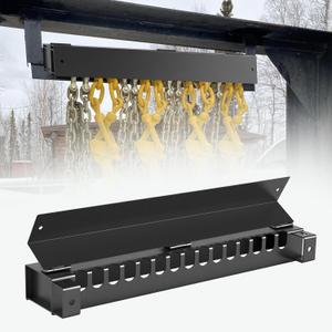 Heavy Duty 24" Bolt on Trailer Chain Holder Retainer with Holds up to 15 Binders or Chains - Carbon Steel Durable Semi Truck Chain Hanger Tool Rack for Load Binder