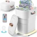 MFTEK 27L Towel Warmer for Bathroom, Foldable Heated Towel Warmers Bucket, Spa-Like Towel Heater with Timer, Auto Shut Off, Ambient Light, Fits Large Towels, Blankets, Bathrobes, Great Gift Idea