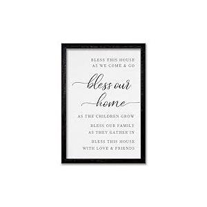 SRSZHIYUE Bless This Home Wall Decor 16"×24" Modern Rustic Farmhouse Inspirational Blessing Sweet Family Quote Scripture Sign for Living Room Bedroom House Wall Art Hanging (Black)