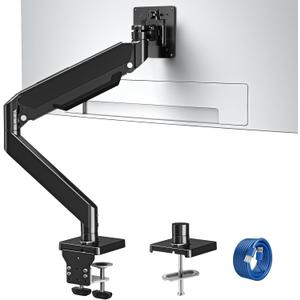 MOUNTUP Single Monitor Mount with USB Fits 49 42 40 35 34 32 27 24 inch Large Screen, Heavy Duty Monitor Arm, Monitors Stand for Desk, Holds 4.4-33 lbs, Ultrawide Monitors Arm, VESA Mount