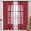 BGment Burgundy Linen Curtains 72 Inches Long for Living Room, Window Drapes Semi Sheer Textured for Farmhouse Bedroom Dining Christmas Decor with Rod Pocket Lightweight, 2 Panels, Each 52 Inch Wide