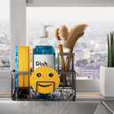 Vanwood Sponge Holder for Kitchen Sink with Self Tray, Sink Caddy Cocina Organzier with Brush Holder, Dish Sponge Caddy for Kitchen Organizers Storage Essentials (Mattle Black, 8.20"3.54"5.50")