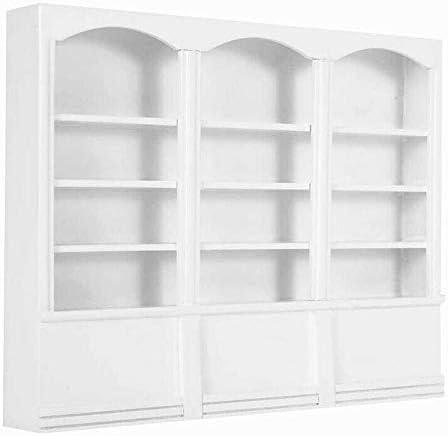 EatingBiting White 1:12 MINI Miniature Furniture Wooden Display Cabinet Bookcase Book Shelf Cabinet Wardrobe Model for Fairy Garden