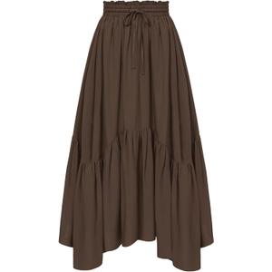 Scarlet Darkness Maxi Skirts for Women High Waist Renaissance Skirt Long Skirt with Pockets (Brown, XL)