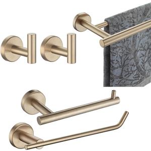 JQK Bathroom Hardware Set, 5-Piece Bath Accessories Set Champagne Bronze Wall Mount Includes 24 in Towel Bar, 9 in HT Bar, TP Holder, Towel Hook x 2, BAS105-CB