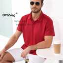 OYGSieg 5 Pack Polo Shirts for Men Quick Dry Short Sleeve T-Shirts Performance Mens Golf Shirts for Work Athletic (XL)