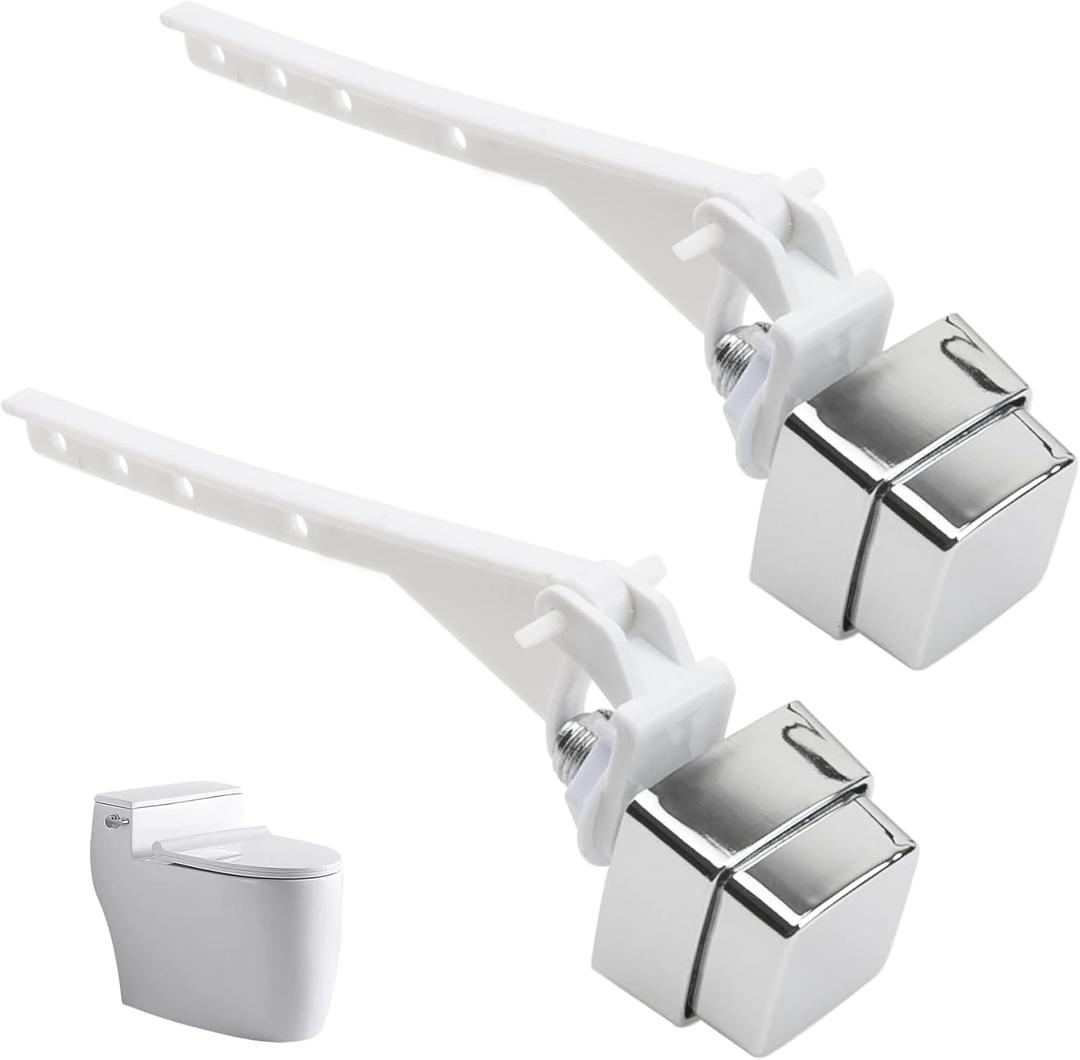 2Pcs Push Button Toilet Flush Lever Handle, Universal Side Mount Toilet Trip Lever Tank Flush Lever