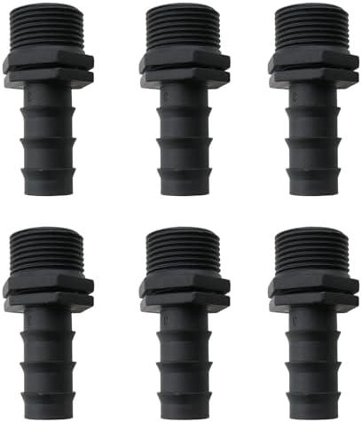 HJGarden 6PCS 20mm to 3/4" PVC Tube Fitting Barbed Hose Connector Barb Male Connector Fitting MNPT Male Pipe Thread PVC Adapter Fitting