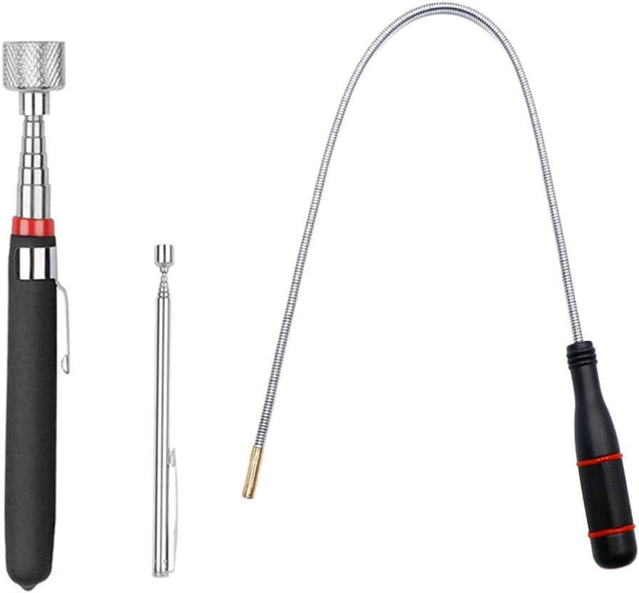 3 Pack Telescoping Magnet Pick-up Tool Set - Retrieving Telescoping Magnet Pickup ToolsExtendable Magnetic Pick Up ToolsBendable Spring Magnet Stick