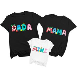 Dad Shirt Mom Shirt Comic Film Tee Women Family 2025 Matching Shirts Adventure Trip Clothes Summer Travel Tops (Black, M)