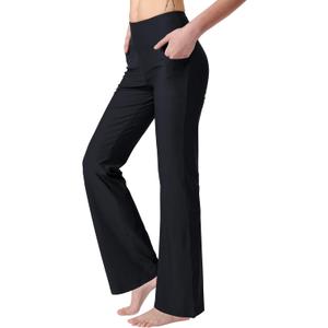 Women's Bootcut Yoga Pants with Pockets High Waist Bootleg Yoga Workout Pants for Women (Black)
