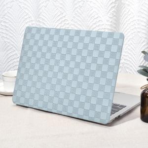 Seorsok Compatible with MacBook Air 13 Inch Case2022 2021 2020 2019 2018 Release A1932 A2179 M1 A2337,Elegant Leather Plastic Hard Shell Case Transparent Keyboard Cover,Gray PVC Grid No Logo Cutout
