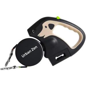 UrbanZen Retractable Dog Leash, 3m, Black Nylon, Standard Size, All Breeds (Brown)