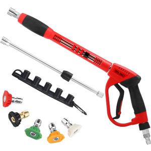 Tool Daily Pressure Washer Gun with 3/8 Swivel Quick Connector, Replacement Wand Extension, 5 Spray Nozzle Tips with Holder, 5000 PSI