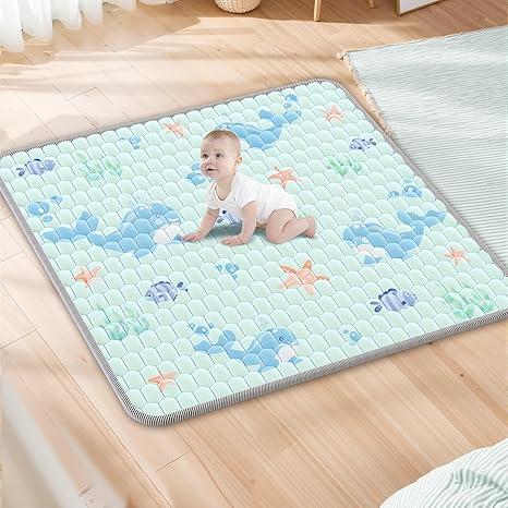 Baby Play Mat 65x50in - Thicken Soft Baby Cushioned Playmats for Playpen - Large Crawling Play Mats for Babies Toddlers Infant Non-Slip - Foldable & Machine Washable Infant Floor Play Mat, Ocean