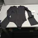 Nebility Long Sleeve Bodysuits for Women Tummy Control Shapewear Square Neck Body Suits Bell Sleeves, M