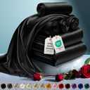 DECOLURE Satin Bed Sheets - 6 Piece Luxury Silky King Size Bedding Set - Softer Than Silk, Wrinkle-Free with 15 Deep Pocket Fitted Sheet, Perfect for Hair & Skin, Gifts for Women (Black)