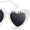 WantGor Birthday Glasses, Heart Sunglasses Birthday Babe Party Gift Accessories Favors for Women (White)