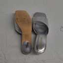 Amazon.com | LULLASONG Silver Kitten Heels Sandals Low Heels Slip On Slides 2 Inch Heeled Square Open Toe Sandals for Women | Shoes (6.5)