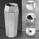 Dyna-Living Commercial Trash Can Large Garbage Can with Lid, Open-top Tall Stainless Steel Trash Bin Industrial Garbage Container for Patio Lobby, Silver