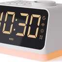 BABELIO Alarm Clock Sound Machine with Sleep Training, 17 Smoothing Sounds, Night Light, Timer, Gentle Wake up for Bedrooms, Adults, Kids and Baby (Lark, White)