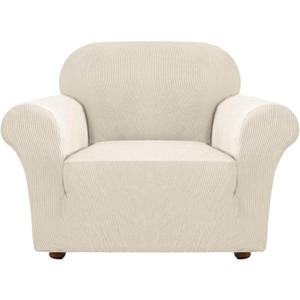 Turquoize Stretch Sofa Slipcover Chair Slipcover 1 Piece Chair Covers for Living Room Armchair Covers Slipcovers with Jacquard Fabric and Elastic Bottom Pet Furniture Protector (Chair,Biscotti Beige)