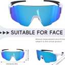 Sports Sunglasses TR90 UV400, Lightweight Wraparound for Men/Women, Adjustable Nose Pad, Fit Over Glasses for Cycling (Blue)