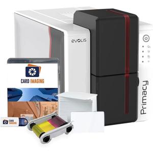 Evolis Primacy 2 Dual-Sided ID Card Printer & Supplies Bundle Badge Machine (PM2-0025-A).