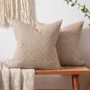 MIULEE Pack of 2 Decorative Burlap Linen Spring Throw Pillow Covers Modern Farmhouse Pillowcases Rustic Woven Textured Cushion Cover for Sofa Couch Bed 24x24 Inch Tan
