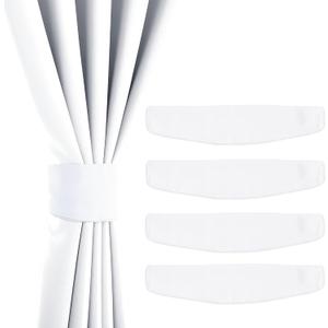 NICETOWN Strong Magnetic Curtain Tiebacks - Modern Simple Style Curtain Ties Backs Holdbacks Holders for Indoor/Outdoor Curtains (White, 18.5 X 4 Inches, Set of 4)