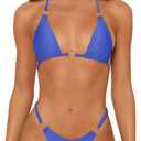 Sexy Bikinis for Women 2 Piece Bikini Spaghetti Strap Swimsuits Solid Color Bathing Swimwear Triangle Bathing Suit, Small, Bright Royal Blue 