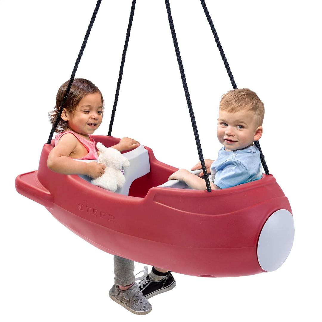 Step2 Rocket Swing for Two, Baby Outdoor Swing, Outside Weather-Resistant Rope, Attach to Playset, for Toddlers 9 Months - 3 Years Old